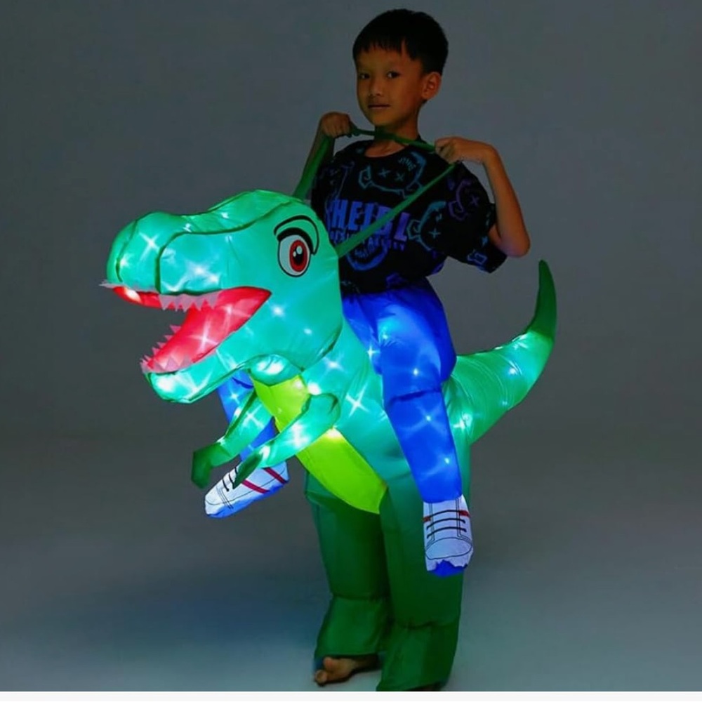 Inflatable(Small)Dinosaur Costume That Lights Up.Batteries not included